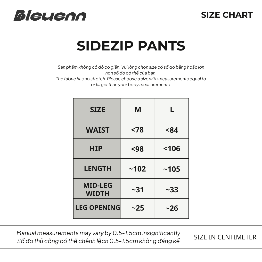 bảng size
